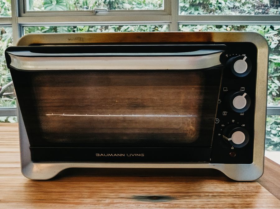 The toaster oven used to roast the first cacao beans at San Antonio Farms